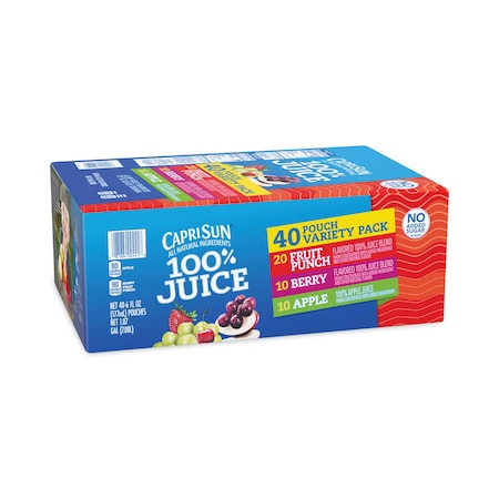 Capri Sun Juice Pouches Variety Pack, 100% Juice, 6 oz, 40PK 441